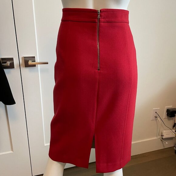Judith & Charles Modern Lined Wool Blend Pencil Midi Skirt Red Sz 8 - Picture 5 of 11